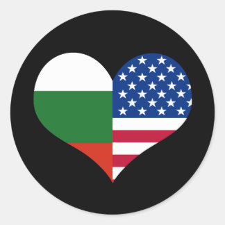 Liebe Amerikanisch/USA und Bulgarische Flagge Runder Aufkleber