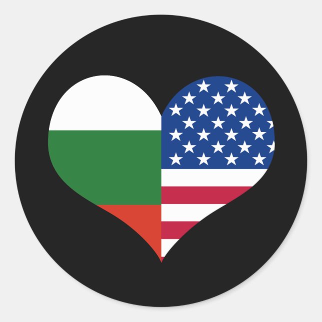 Liebe Amerikanisch/USA und Bulgarische Flagge Runder Aufkleber (Vorderseite)