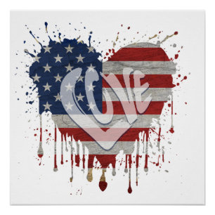 Liebe Amerikanische Flagge Poster