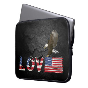 Liebe - Amerikanische Flagge und Adler Laptopschutzhülle