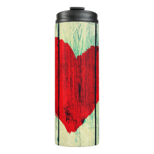 Liebe an der alten Holzwand Thermosbecher