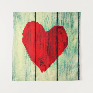 Liebe an der alten Holzwand Wandteppich