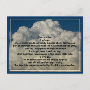 Liebe an die Eltern Postkarte