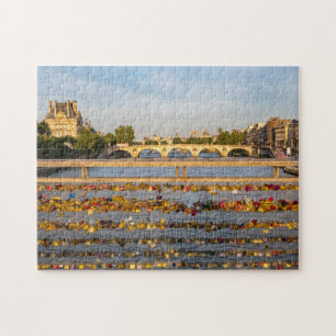 Liebe an einer Brücke in Paris, Frankreich Puzzle