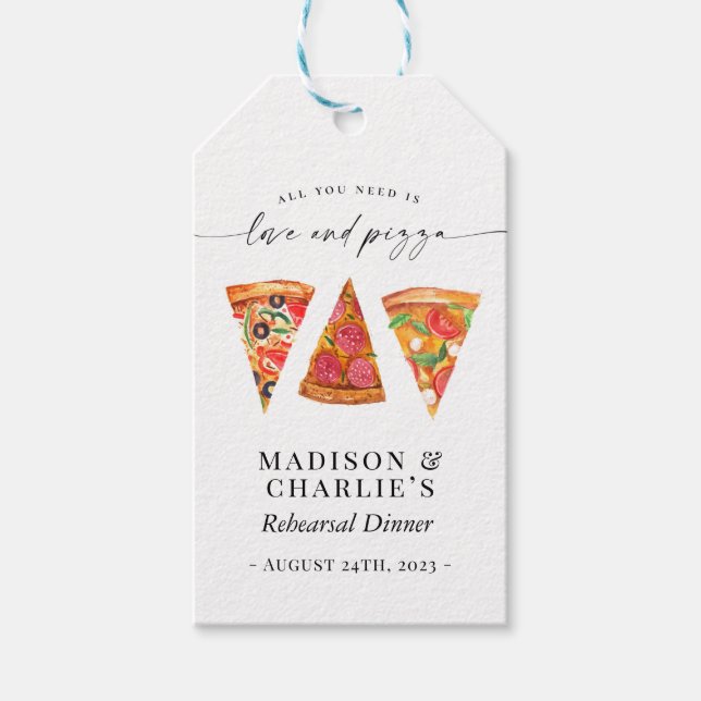 "Liebe and Pizza" Probe Dinner Geschenkanhänger (Vorderseite)