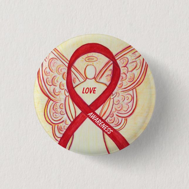 Liebe Angel Awareness Ribbon Buttone Button (Vorderseite)