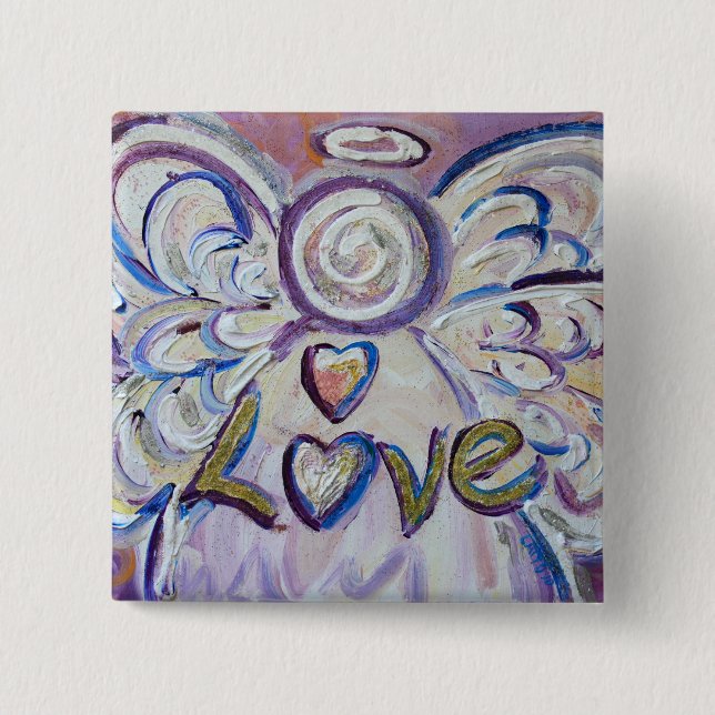 Liebe Angel Word Art Button Button (Vorderseite)