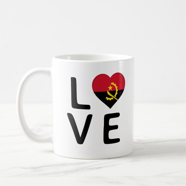 Liebe - Angola-Flagge Kaffeetasse (Links)