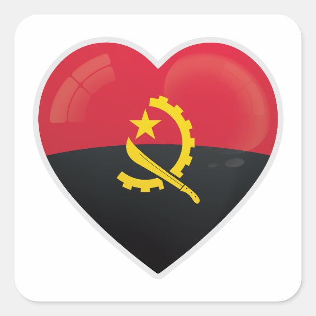 Liebe Angola Quadratischer Aufkleber (Vorderseite)