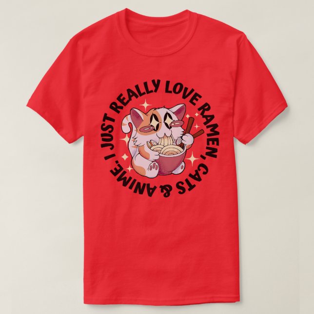 Liebe Anime, Cats & Ramen - Japanisch Girl Moe Ota T-Shirt (Design vorne)