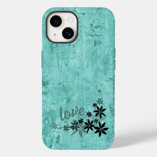 LIEBE Aquamarine Blume Telefoncase Case-Mate iPhone Hülle (Rückseite)