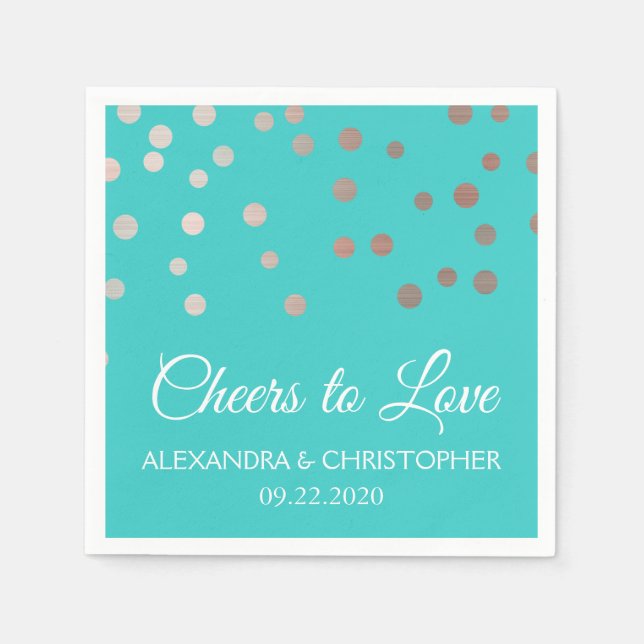 Liebe Aquamariner Blue Confetti Wedding Serviette (Vorderseite)
