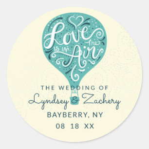 Liebe Aquamariner Heißluftballon Hochzeit Runder Aufkleber