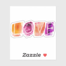 LIEBE Aquarell Lila Orange Aufkleber für den benut