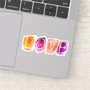 LIEBE Aquarell Lila Orange Aufkleber für den benut