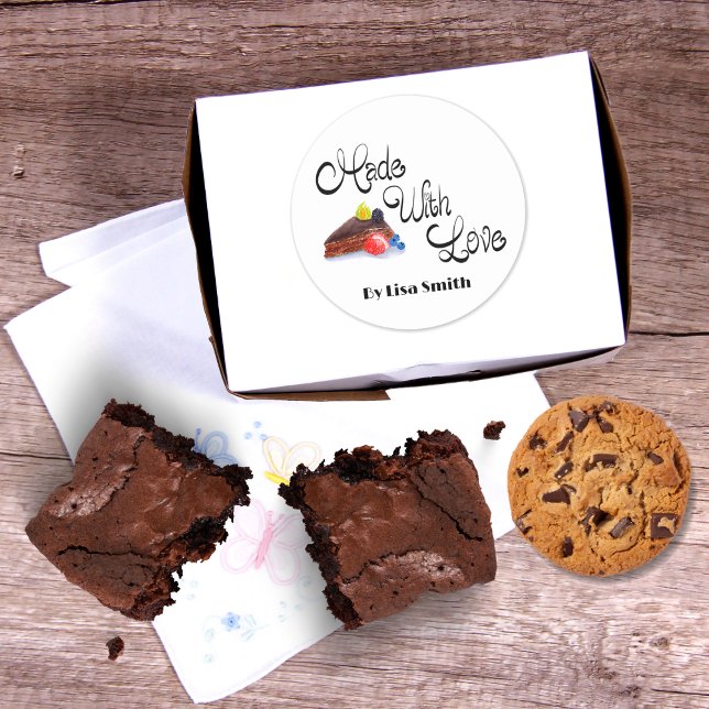 Liebe Aquarellfarben Schokolade Tortenbeeren Runder Aufkleber (Von Creator hochgeladen)