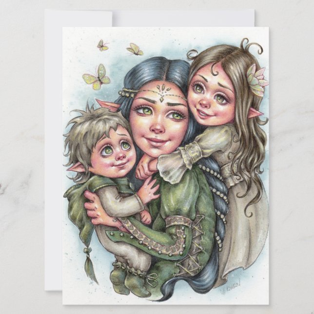Liebe Art Card Fantasy Elf Family (Vorderseite)