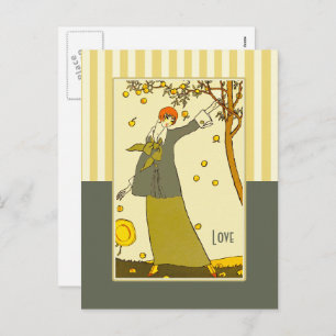 Liebe. Art Deco Valentine's Day Feiertagspostkarte
