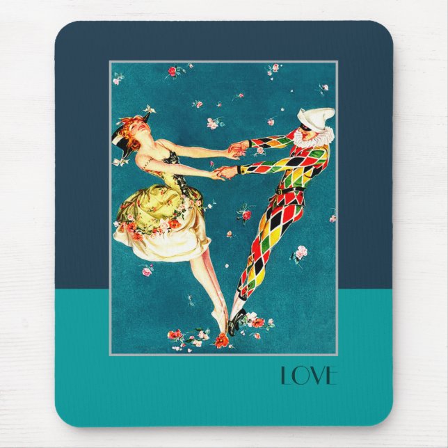 Liebe. Art Deco Valentinstag Geschenk Mousepad (Vorne)
