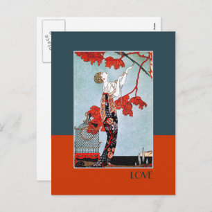 Liebe. Art Deco Valentinstag Postkarten