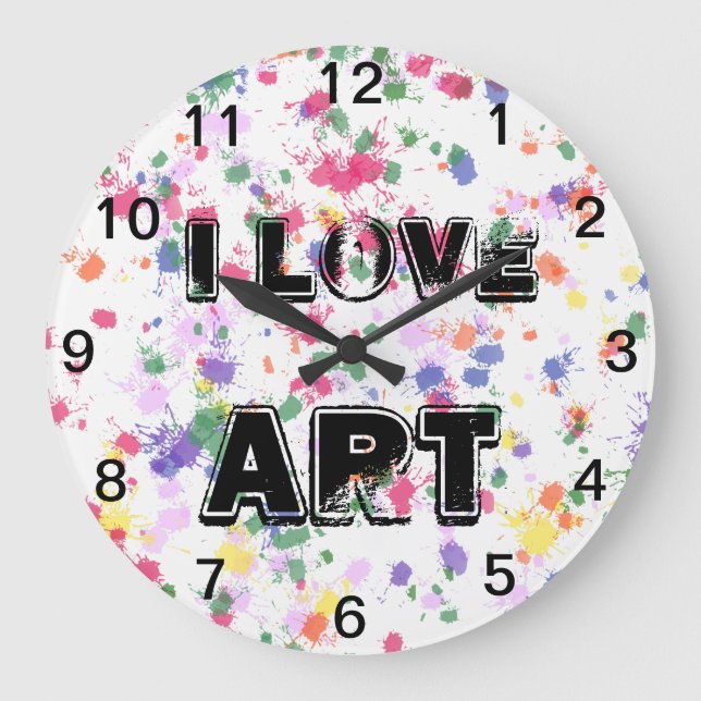 Liebe Art Paint Spritzer Wall Clock Große Wanduhr (Vorderseite)