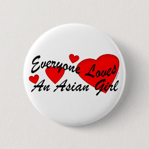 Liebe-asiatischer Mädchen-Knopf Button