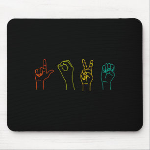 Liebe Asl Gebärdensprache Alphabet Valentinstag T Mousepad