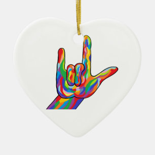 Liebe ASL I Sie MUTIGE FARBE Keramikornament