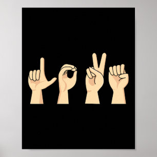 Liebe ASL Valentinstag Niedlich Sign Language Deaf Poster