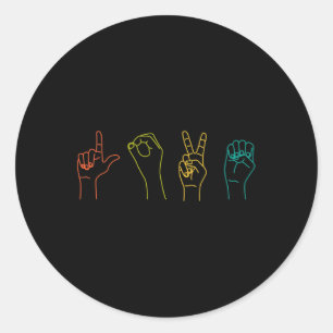 Liebe ASL Zeichensprache Alphabet Valentinstag Gif Runder Aufkleber