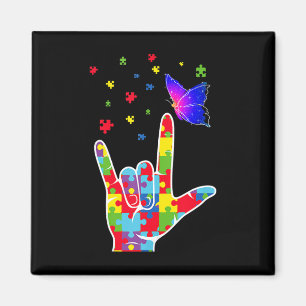 Liebe ASL Zeichensprache Puzzle Butterfly Autismus Magnet