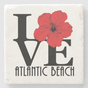 LIEBE Atlantic Beach Florida Roter Hibiskus Steinuntersetzer