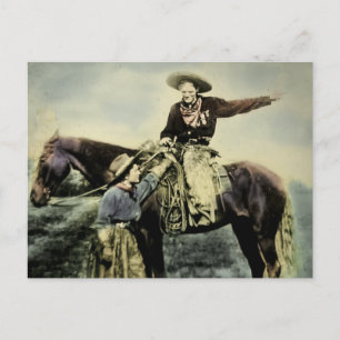 Liebe auf dem Range Vintage Wild West Postkarte
