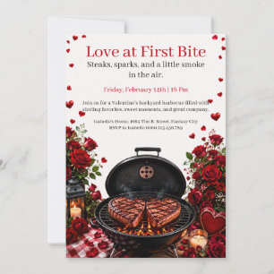 Liebe auf den ersten Biss Valentinstag BBQ-Einladu Einladung