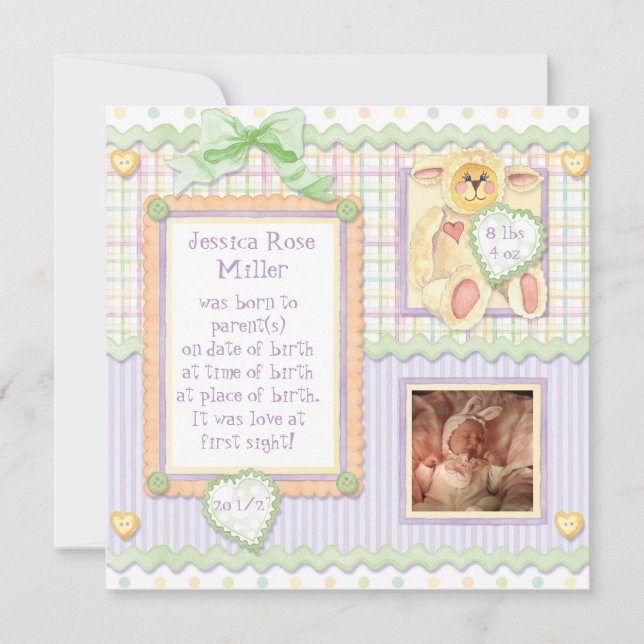 Liebe auf den ersten Blick, Geburtsankündigung des Ankündigung (Vorderseite)