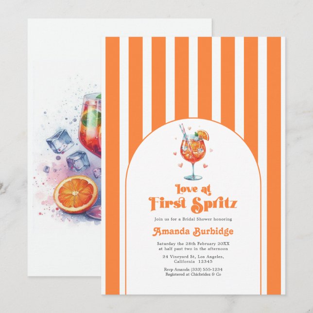 Liebe auf den ersten Spritz - Brautparty Einladung (Vorne/Hinten)