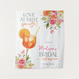 Liebe auf den ersten Spritz Brautparty-Hintergrund Wandteppich
