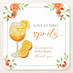 Liebe auf den ersten Spritz Brautparty Orange Benu Rechteckiger Pappuntersetzer
