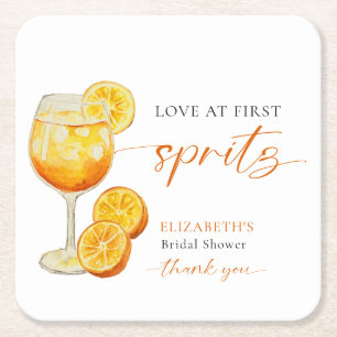 Liebe auf den ersten Spritz Brautparty Orange Benu Rechteckiger Pappuntersetzer