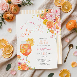 Liebe auf den ersten Spritz Florale Hochzeitsdusch Einladung
