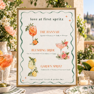 Liebe auf den ersten Spritz-Garten-Cocktail-Menü Poster