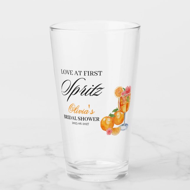 Liebe auf den ersten Spritz-Junggesellinnen-Abschi Glas (Vorderseite)