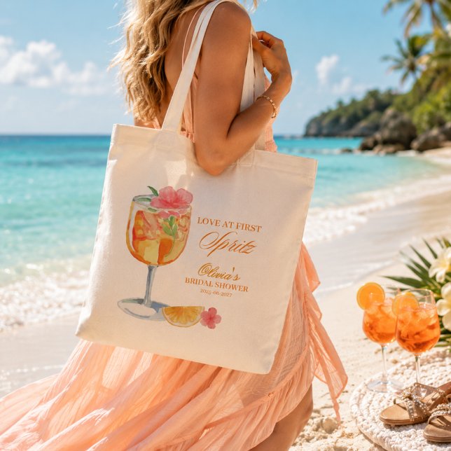 Liebe auf den ersten Spritz Junggesellinnen-Abschi Tragetasche (Love at First Spritz Bridal Shower Orange Tote Bag)