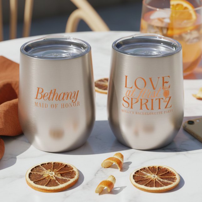 Liebe auf den ersten Spritz Junggesellinnenabschie (Love at First Spritz Bachelorette Thermal Wine Tumbler)