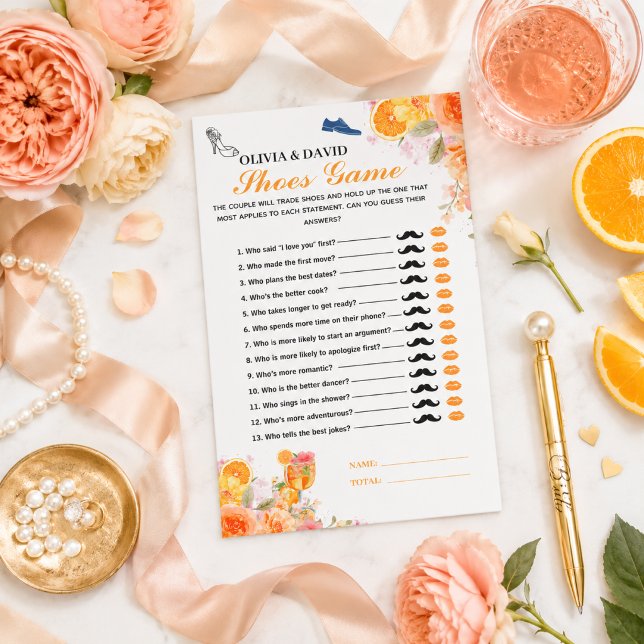 Liebe auf den ersten Spritz-Junggesellinnenabschie (Love at First Spritz Bridal Shower Shoes Game)