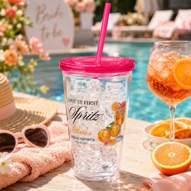 Liebe auf den ersten Spritz-Junggesellinnenabschie Acryltrinkbecher (Love at First Spritz Bridal Shower Acrylic Tumbler)