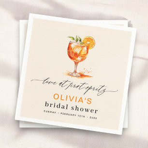 Liebe auf den ersten Spritz Orange-Brautjunggesell Serviette