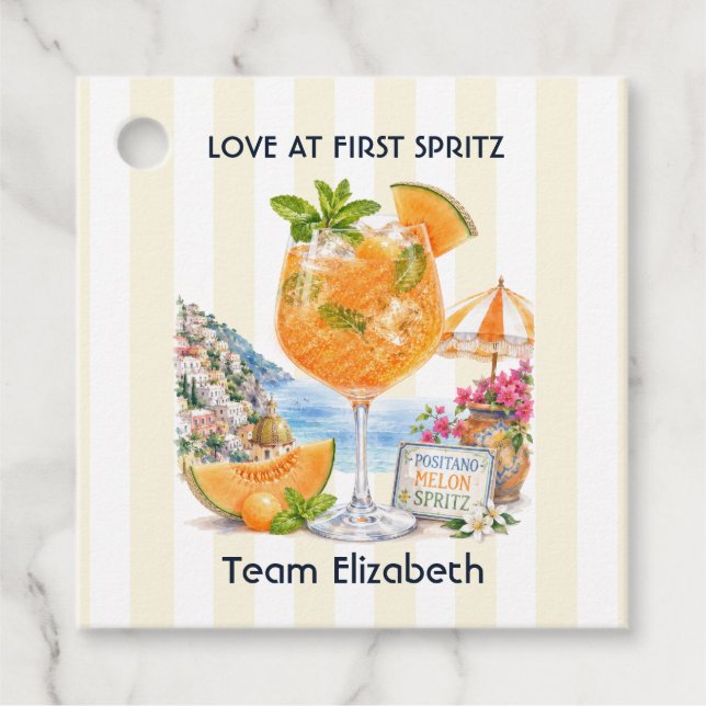 Liebe auf den ersten Spritz Positano Melon Spritz  Geschenkanhänger (Vorderseite)