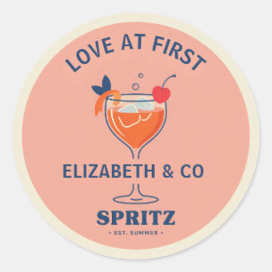 Liebe auf den ersten Spritz Vornehme Bridal Shower Runder Aufkleber