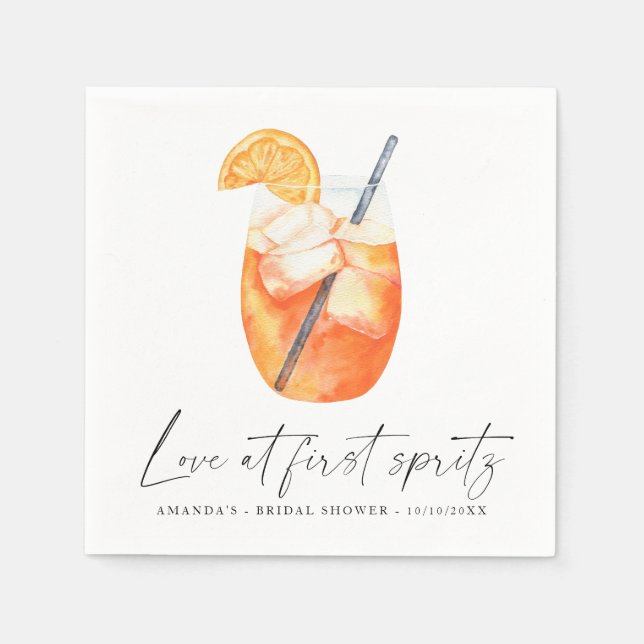 Liebe auf den ersten Spritzer - Brautparty Serviette (Vorderseite)